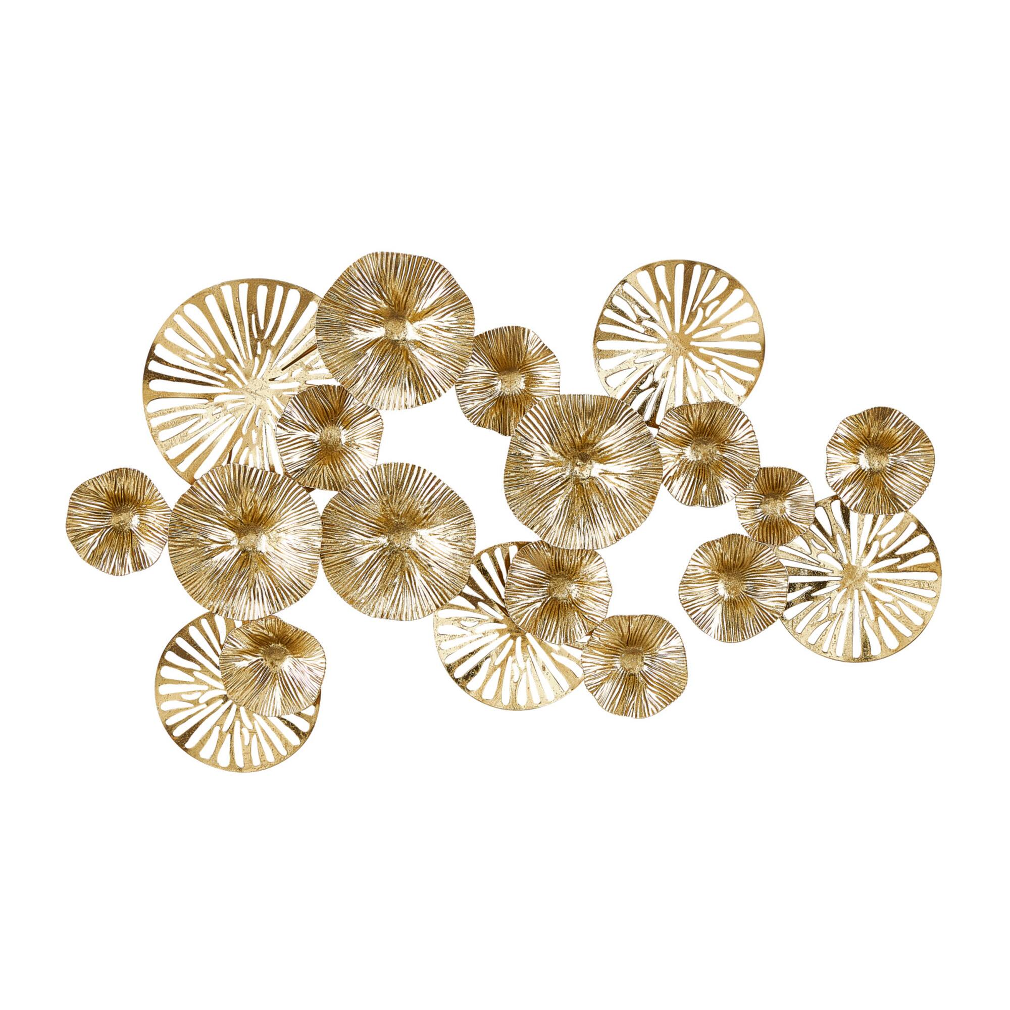 Gold Metal Floral Textured Overlapping Disk Wall Décor with Cutouts